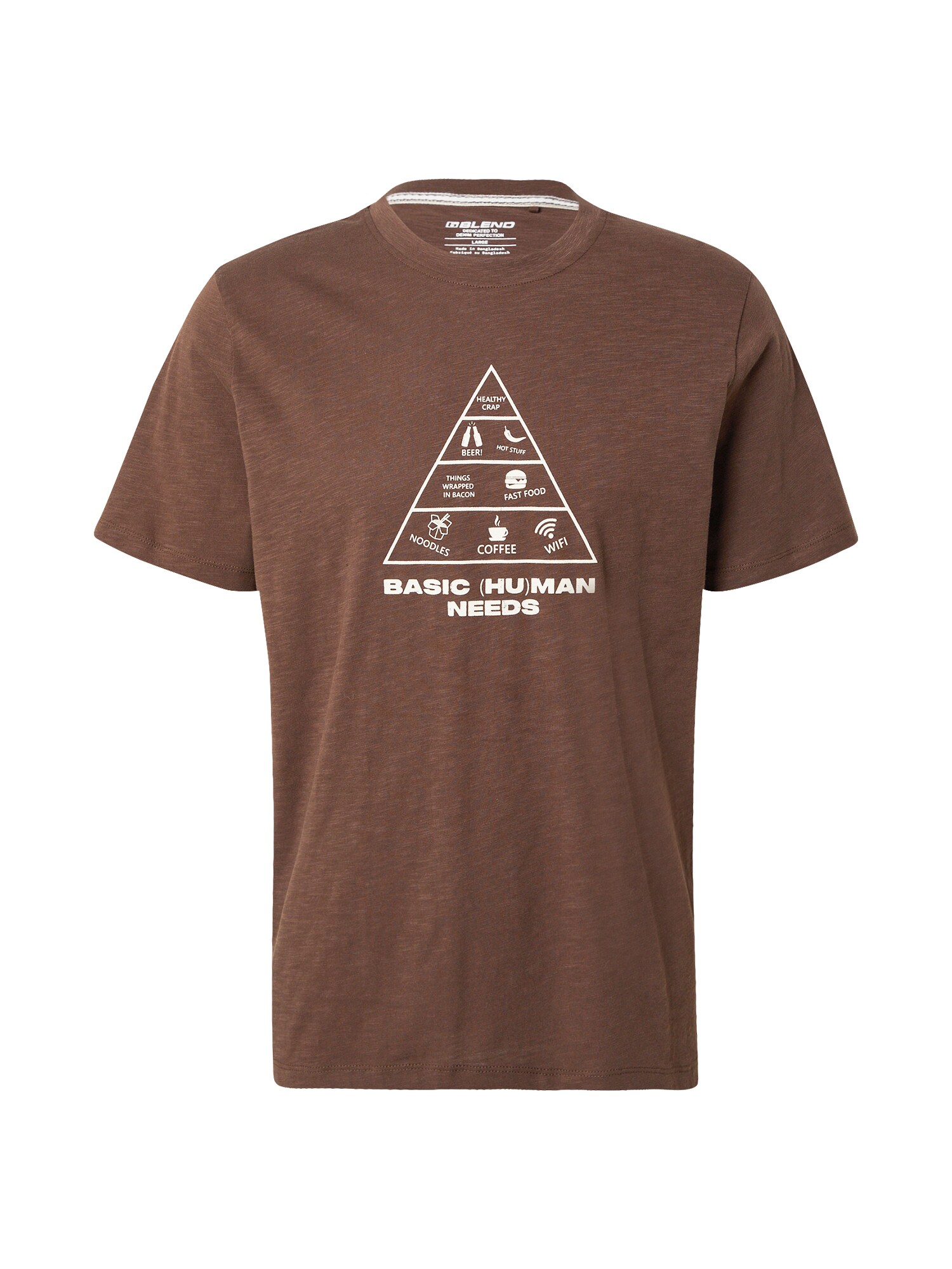 BLEND Tricou BHIKO  maro închis / alb murdar