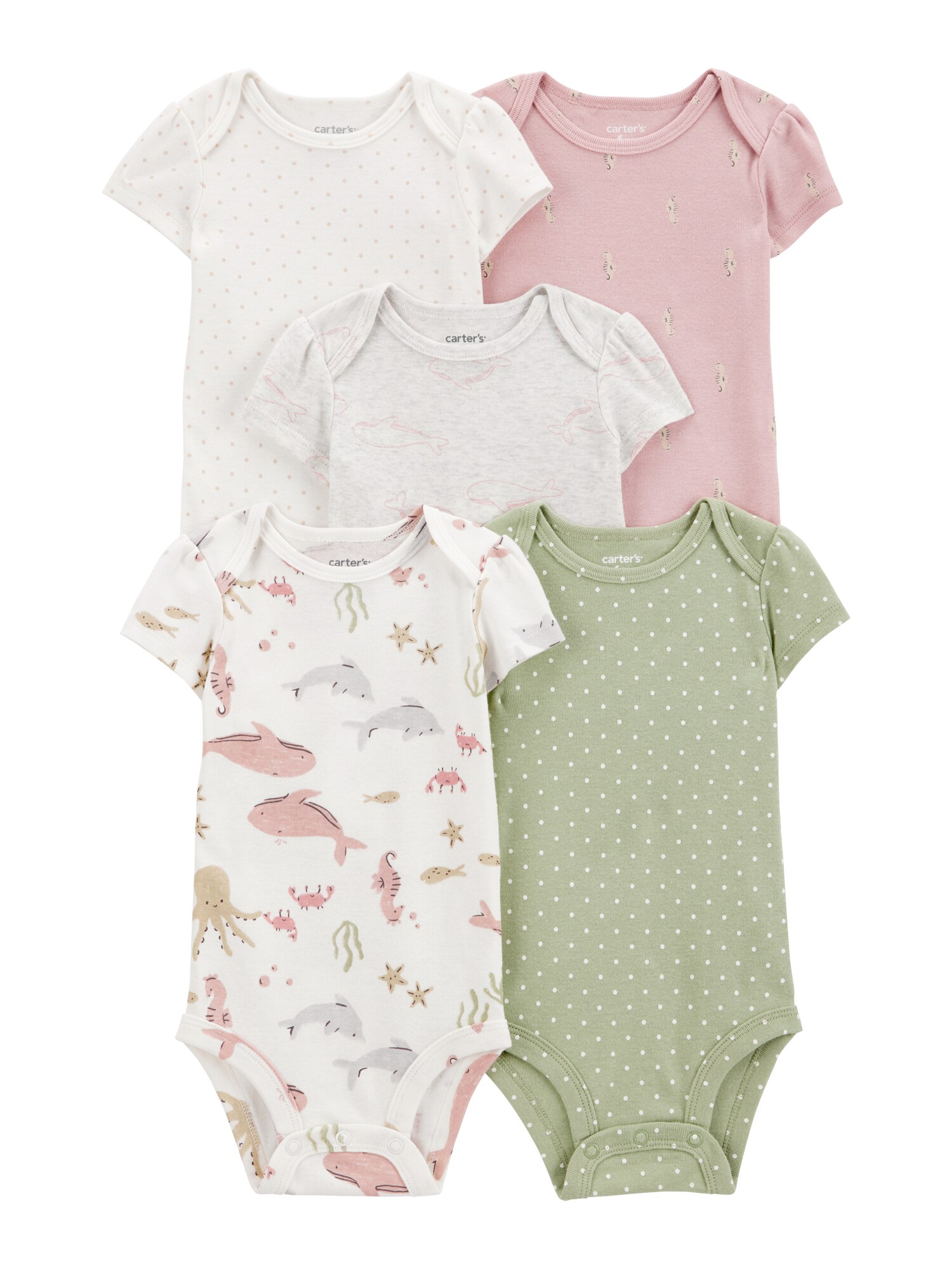 Carters Salopetă/Body  gri / verde deschis / roz / alb