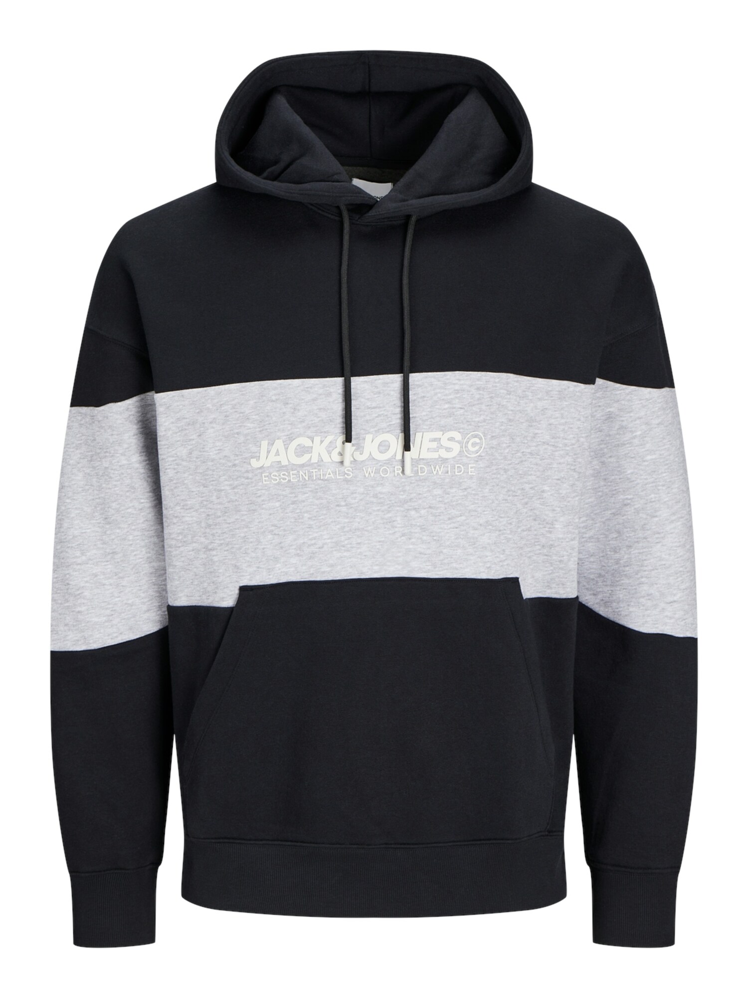 JACK & JONES Mikina 'JJELegacy'  sivá melírovaná / čierna / biela