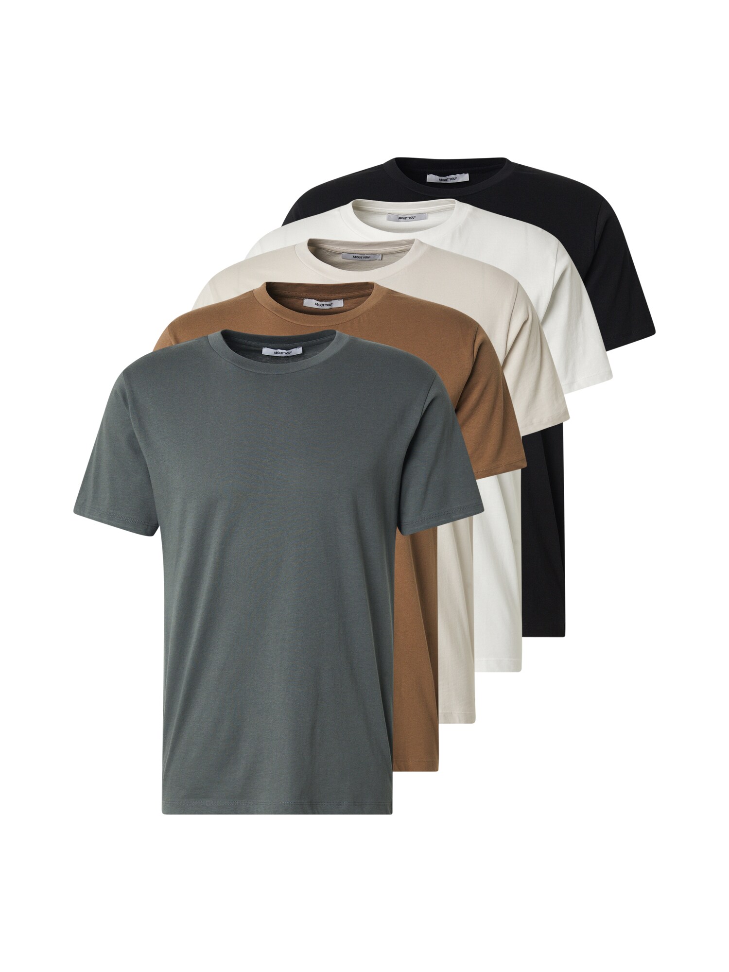 ABOUT YOU Tricou Peter  bej deschis / maro pueblo / verde închis / negru / alb