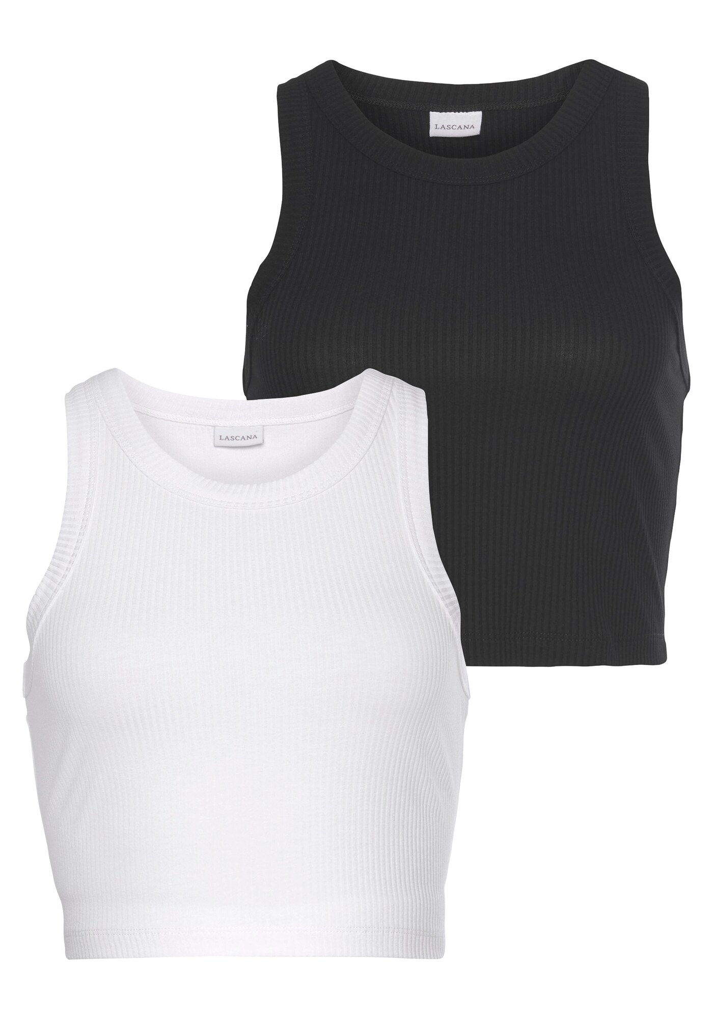 LASCANA Top  negru / alb