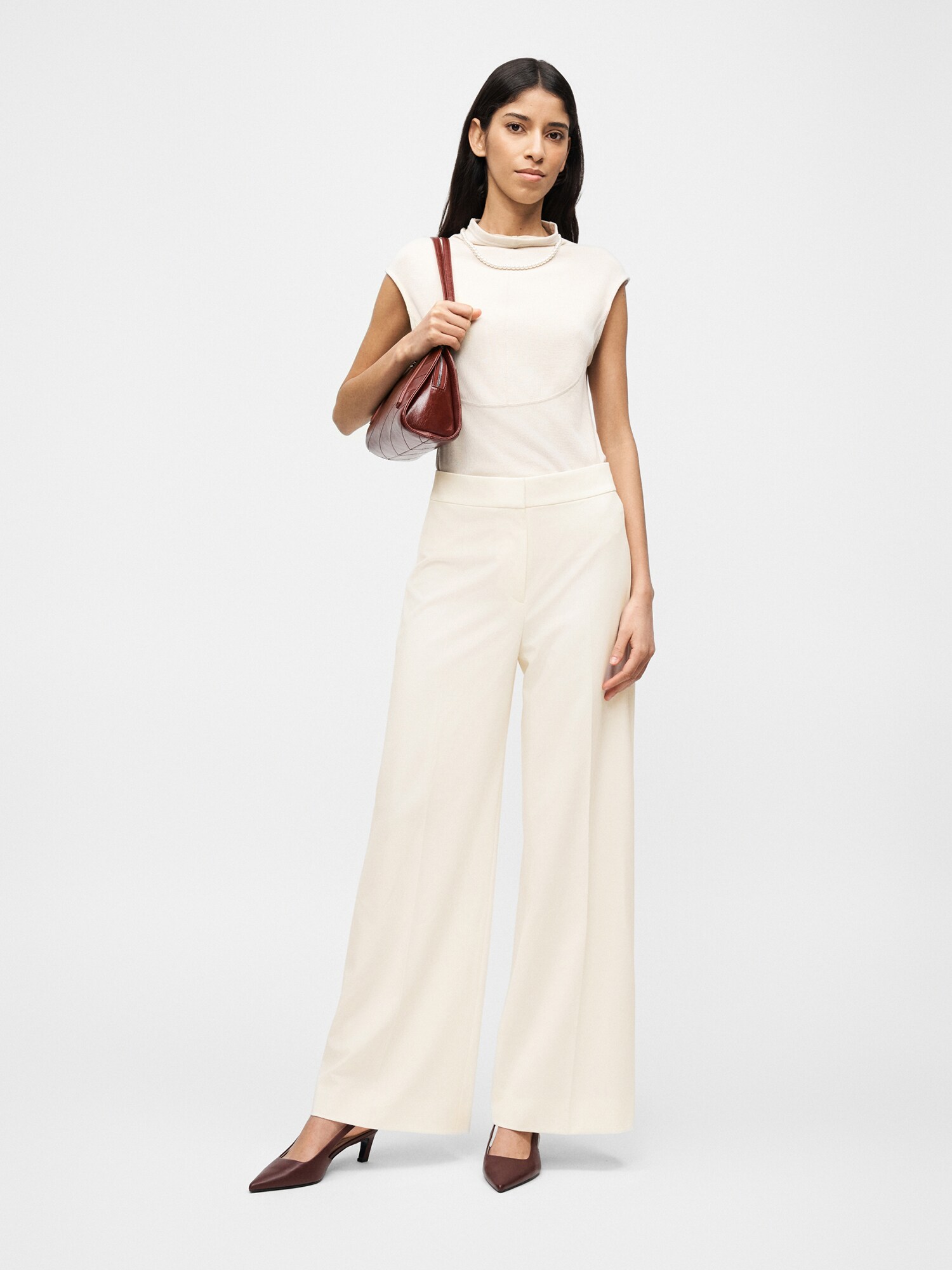 HUGO Pantalón de pinzas 'Huzili'  crema / blanco – imagen 4