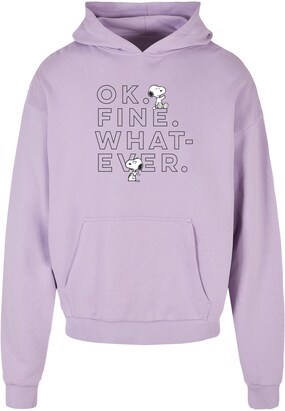 Merchcode Sweatshirt ‘Peanuts – Ok Fine Whatever’ Lila / Zwart / Wit