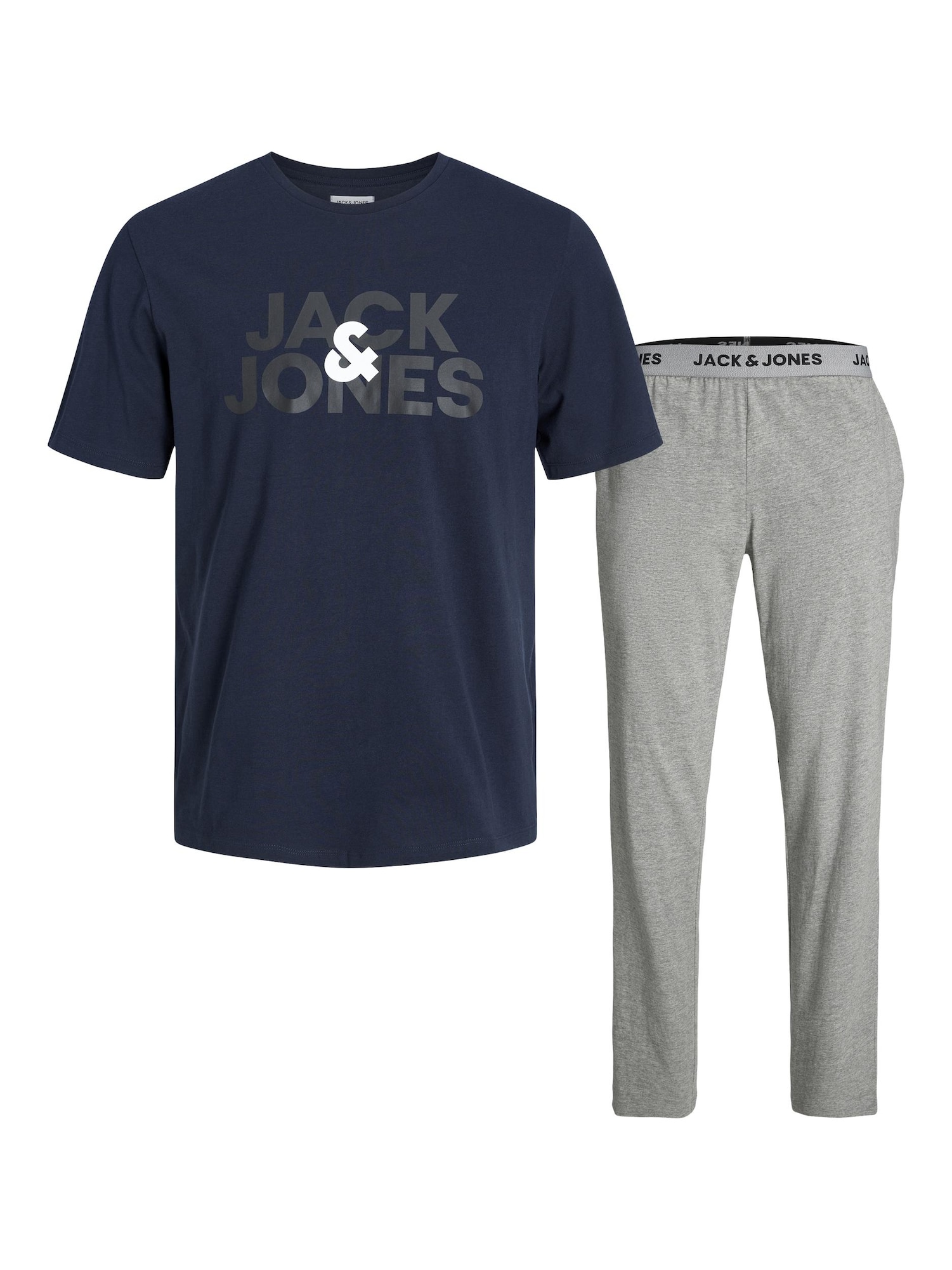 JACK & JONES Duga pidžama 'ULA'  mornarsko plava / siva melange / bijela