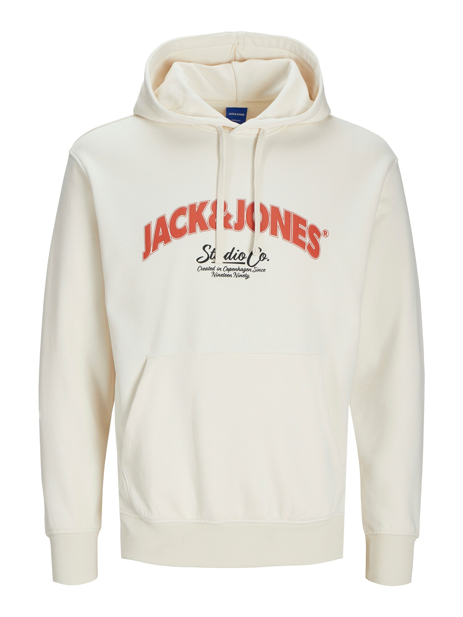 JACK & JONES Mikina 'JORBRONX'  oranžovo červená / čierna / biela ako vlna