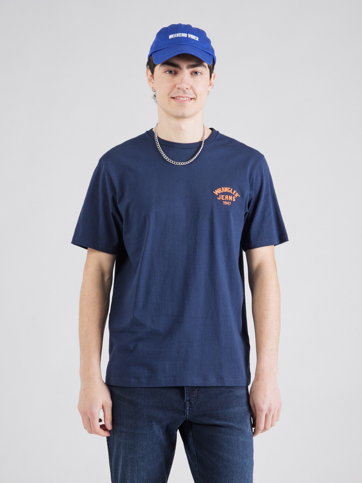 WRANGLER Póló 'SMALL LOGO TEE'  tengerészkék / narancs termék 2. képe