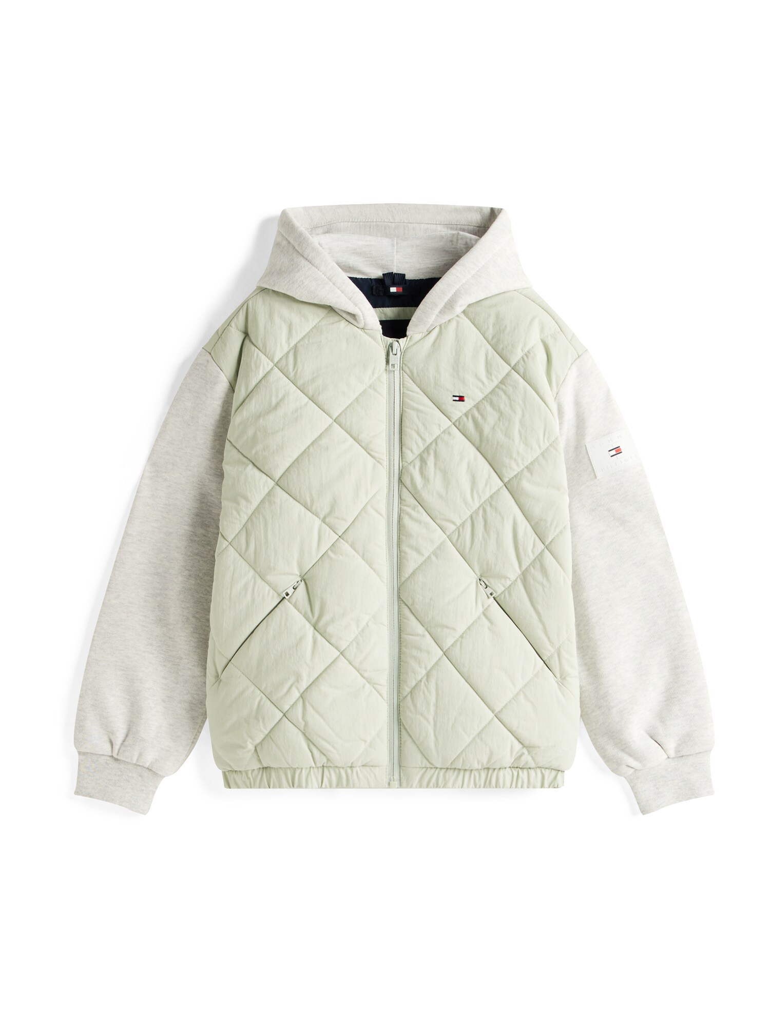 TOMMY HILFIGER Geacă de primăvară-toamnă MEDIA  gri amestecat / verde mentă