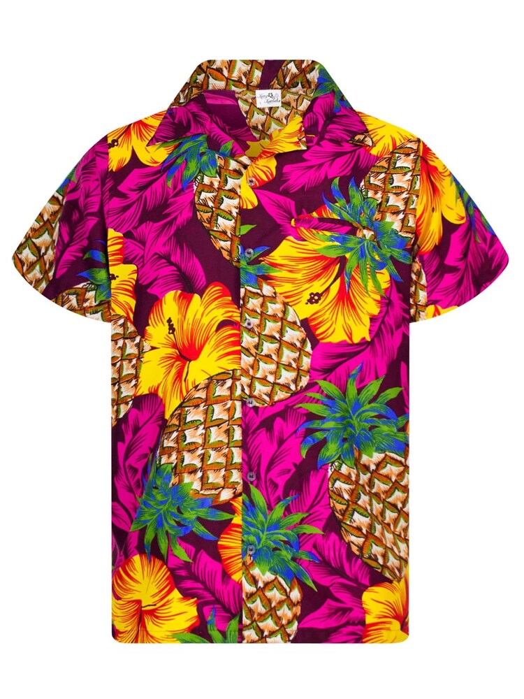 King Kameha Shirt 'Pineapple Hibiscus' Herren Größe XXXL magenta