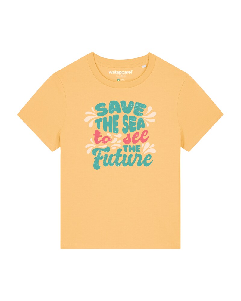 Watapparel Shirt ' Save the sea ' Damen Größe XS türkis / hellgelb / rot / weiß