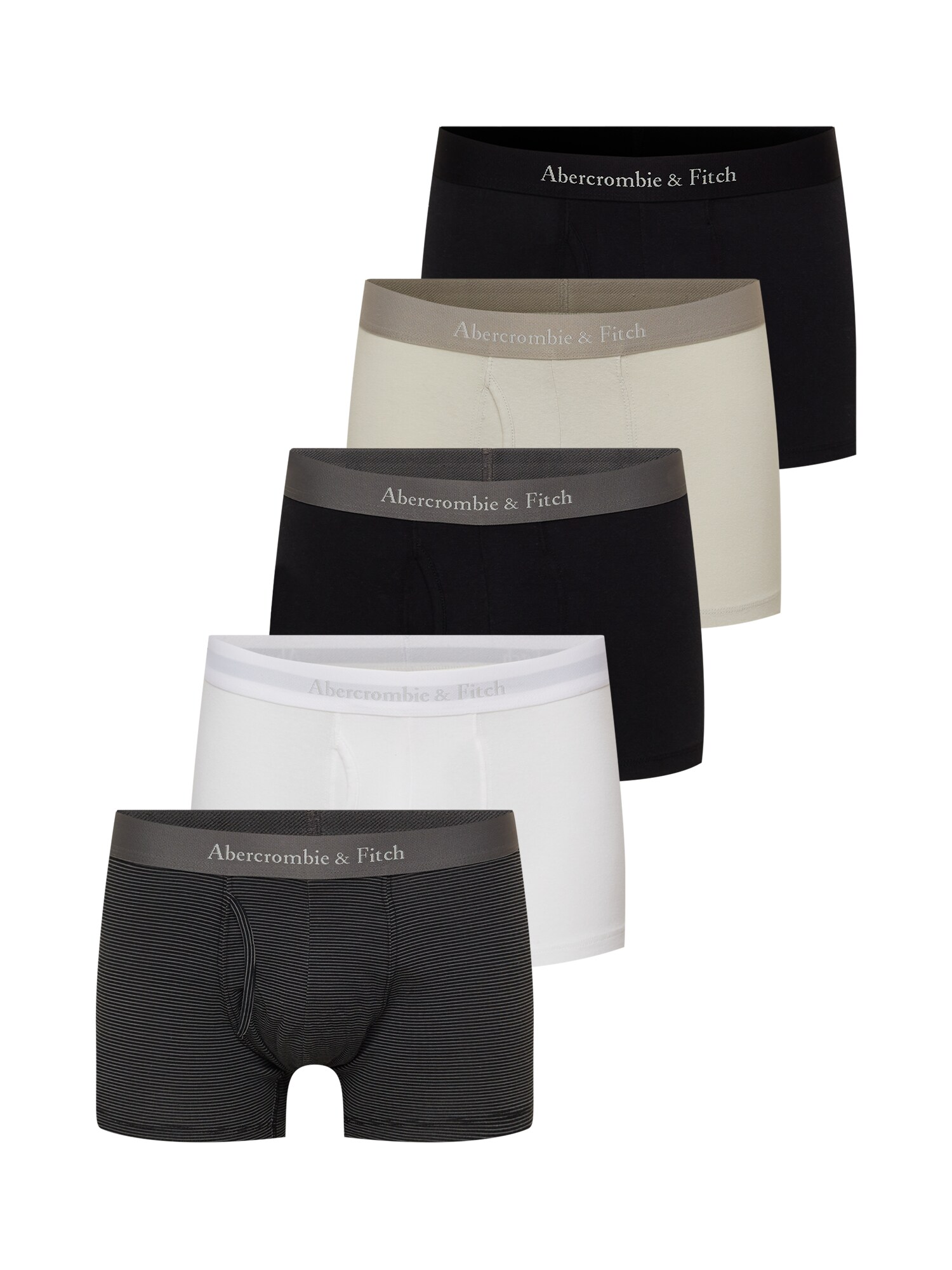 Abercrombie & Fitch Boxer trumpikės juoda / balta / smėlio spalva / tamsiai pilka