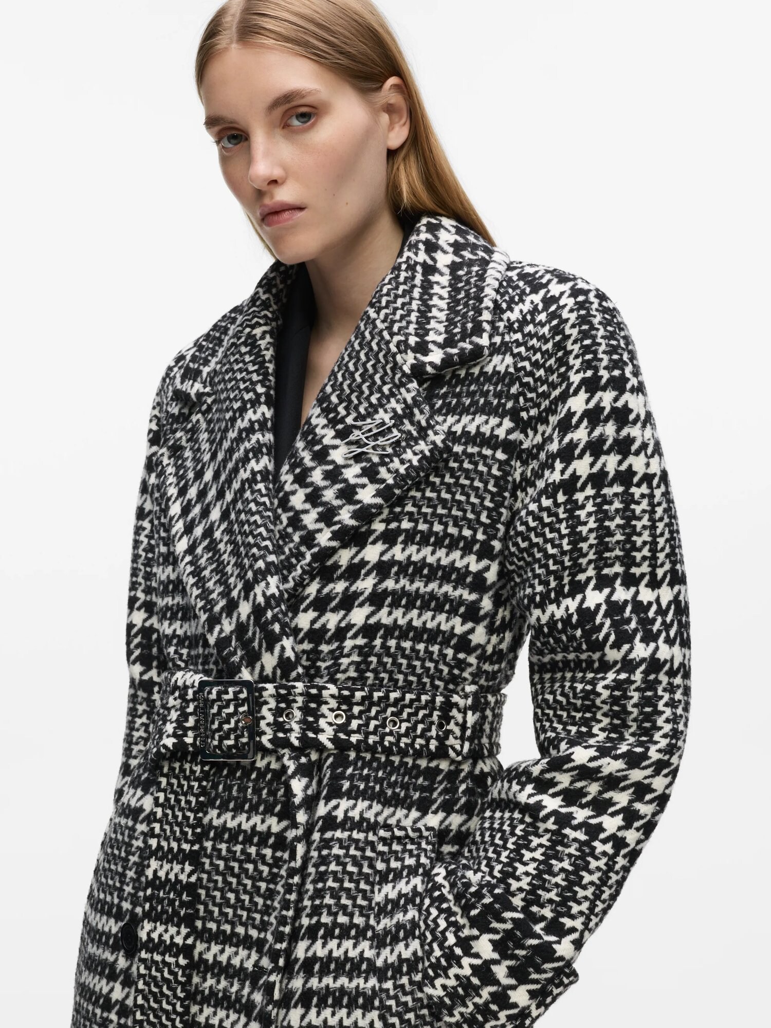 Karl Lagerfeld Abrigo de invierno negro / blanco – imagen 4
