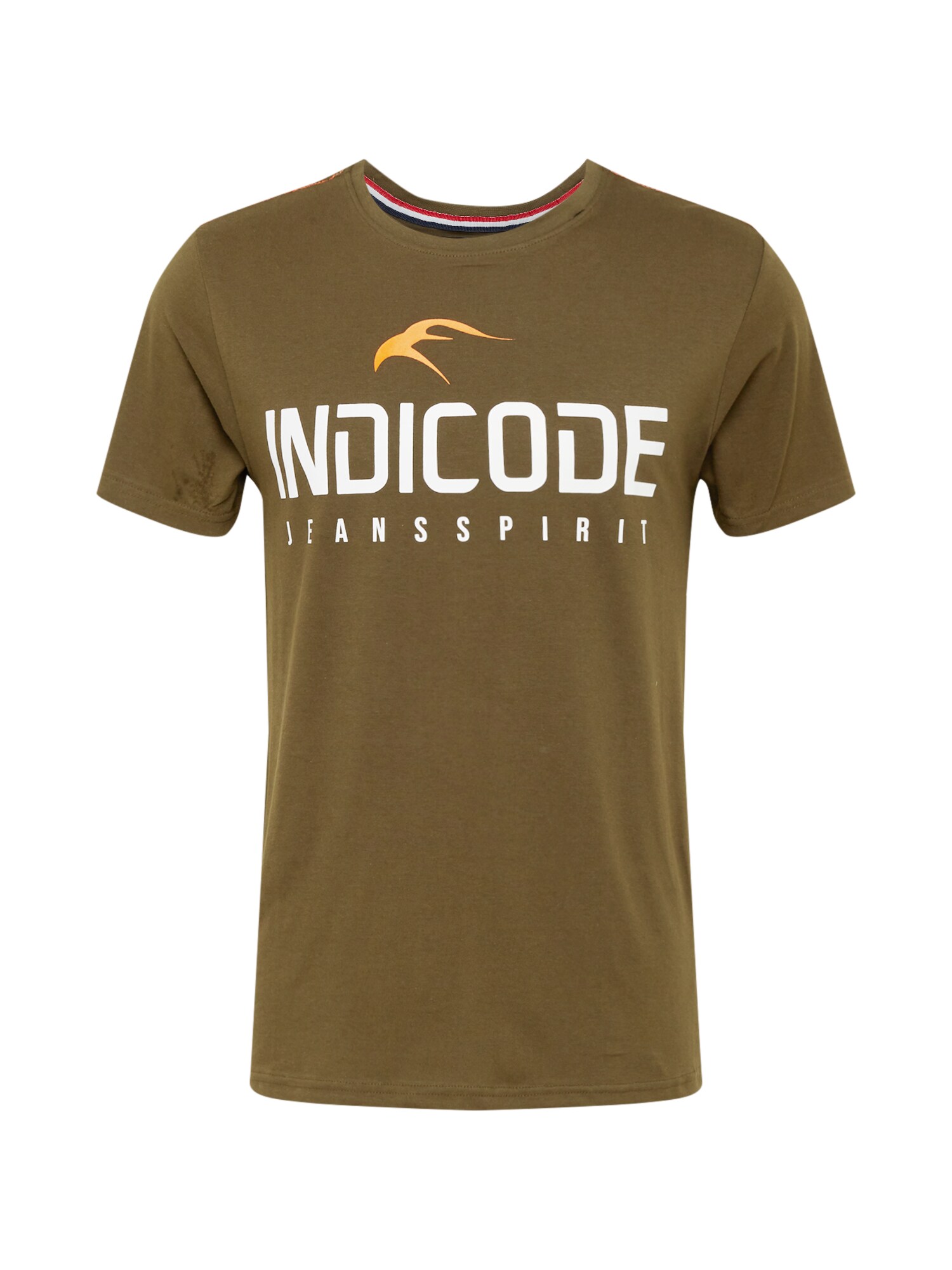 INDICODE JEANS Marškinėliai  alyvuogių spalva / balta / geltona