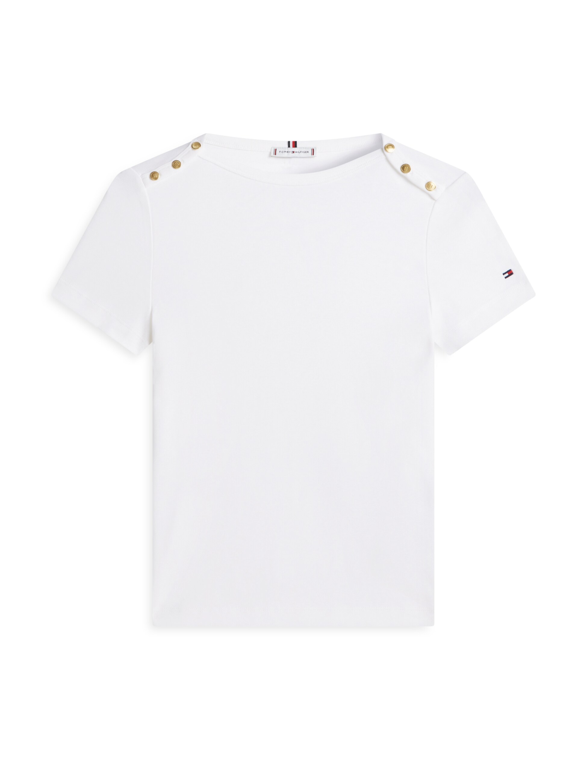 TOMMY HILFIGER Slim fit t-shirt med båthals och beige knappar dam – bild 2