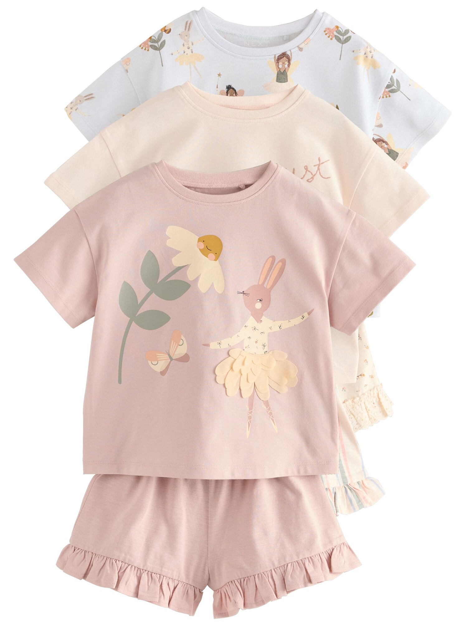 Next Set  albastru pastel / galben deschis / portocaliu piersică / roz pal