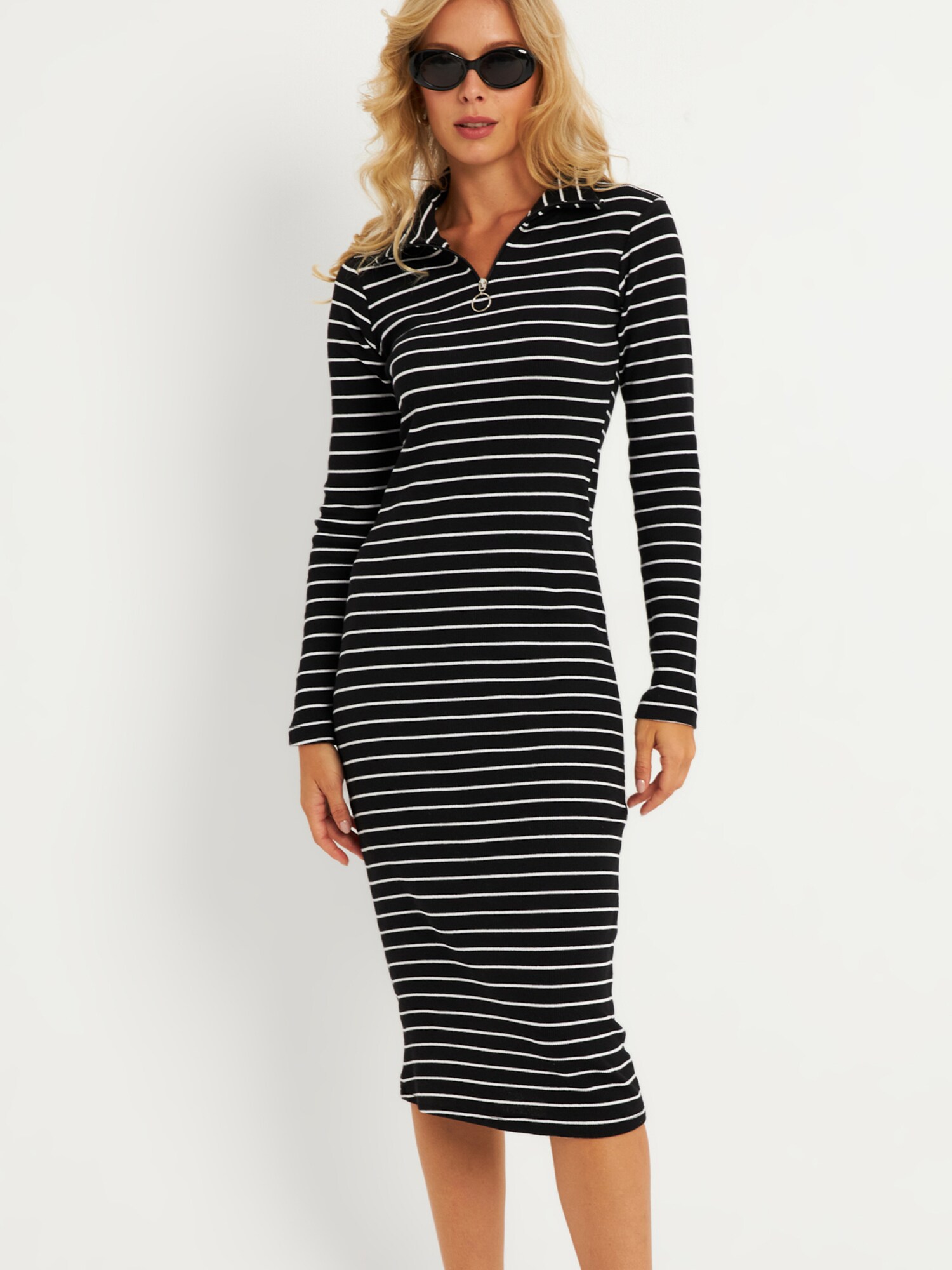 Cool & Sexy Rochie tricotat  negru / alb