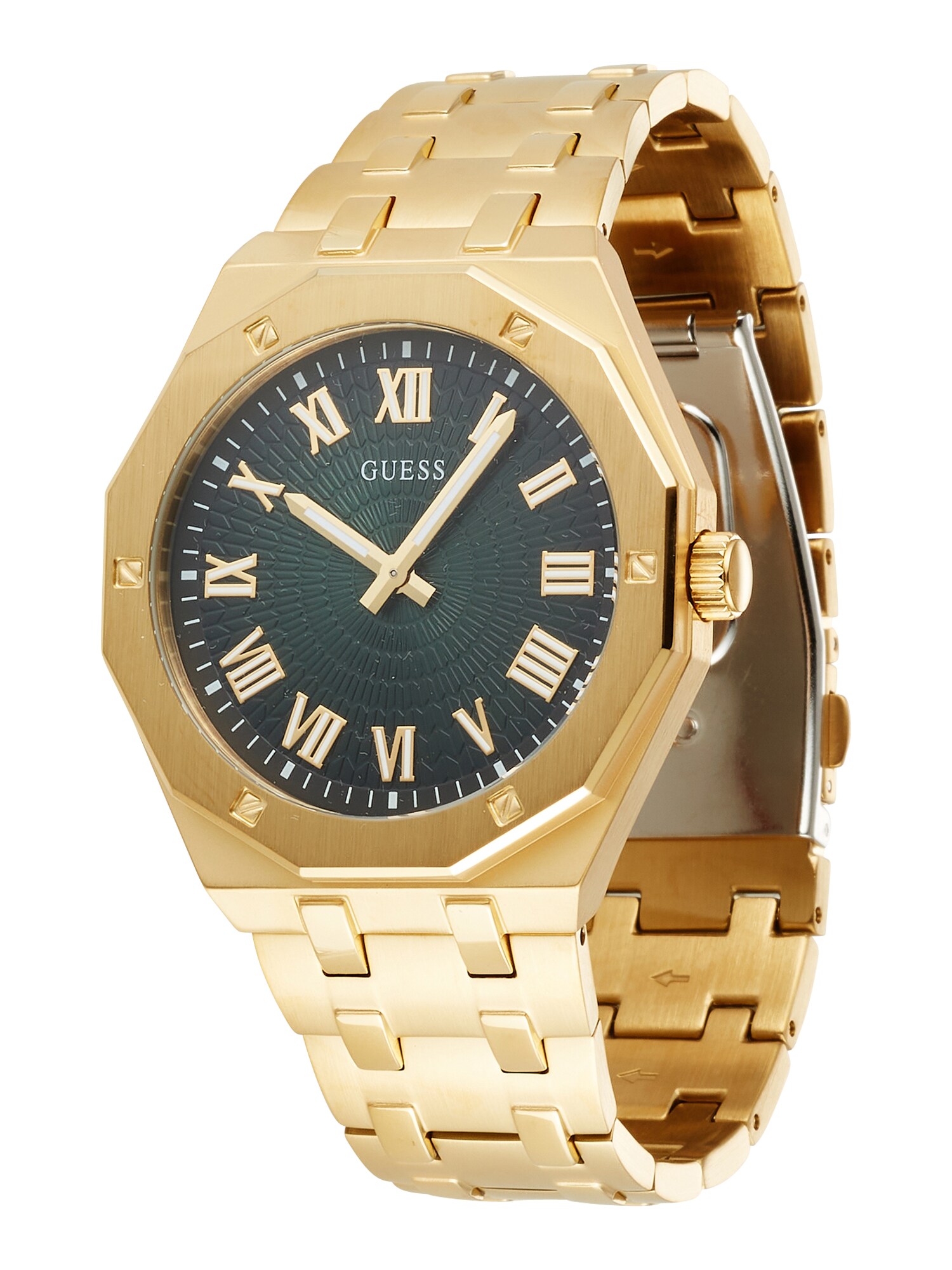 GUESS Analoginis (įprasto dizaino) laikrodis auksas / žalia