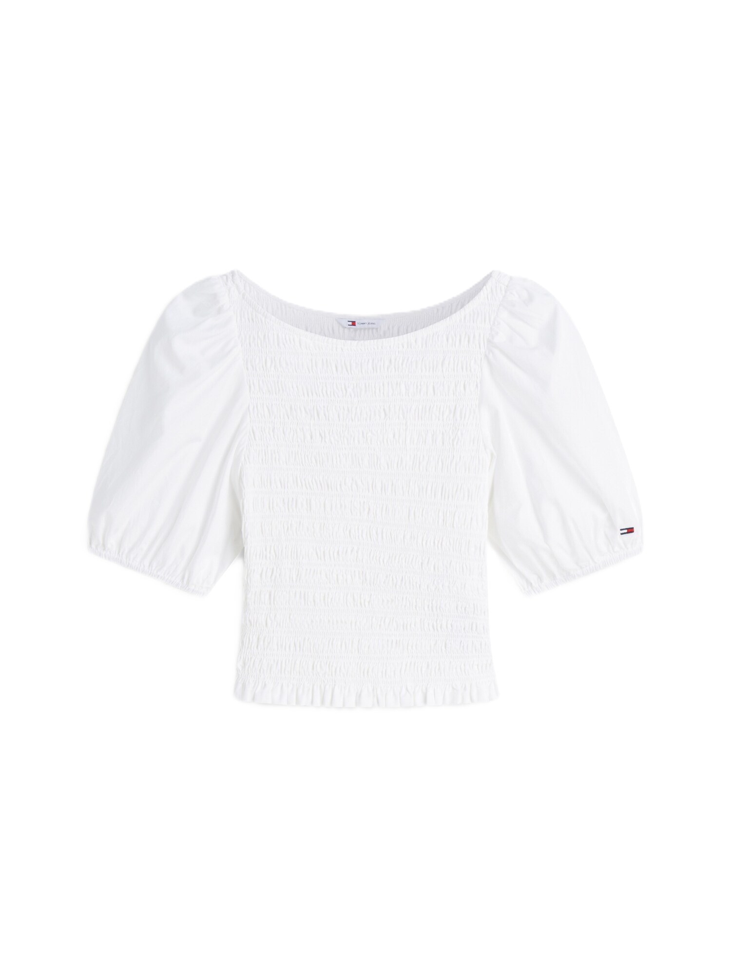 Tommy Jeans Blusa 'Smock Slim Short Sleeve Blouse' blanco
