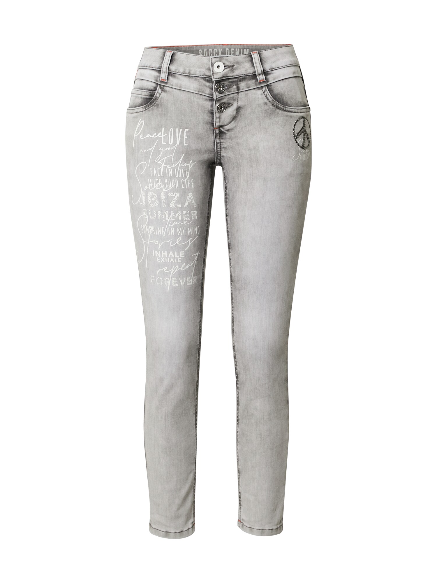 Soccx Jeans 'MI:RA' pilko džinso / balta