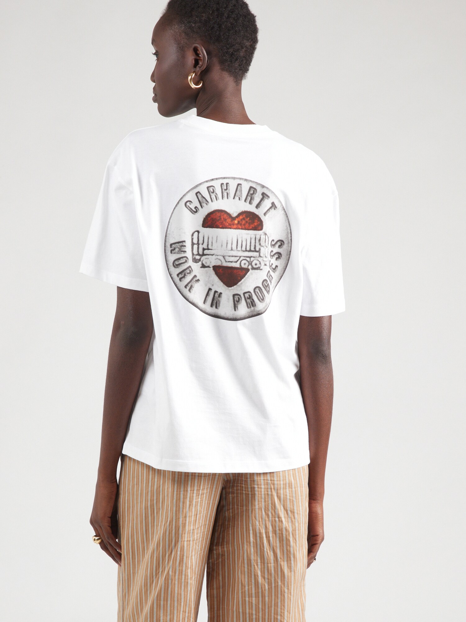Carhartt WIP Póló 'Button'  szürke / rubinvörös / fekete / fehér termék 2. képe
