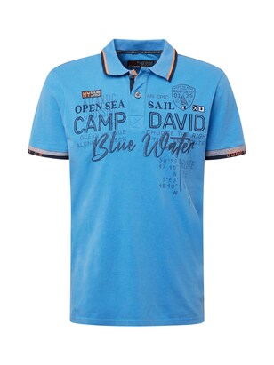 camp david Shirt Hemelsblauw / Oranje / Zwart