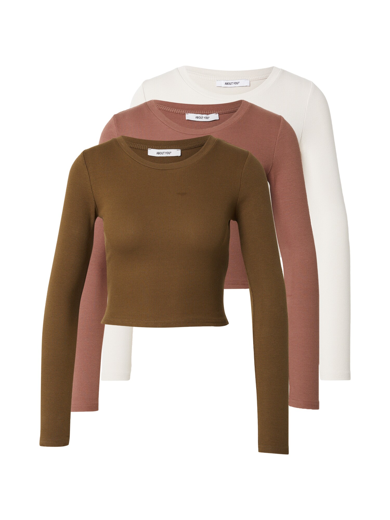 ABOUT YOU Tricou Loretta  crem / maro ruginiu / oliv
