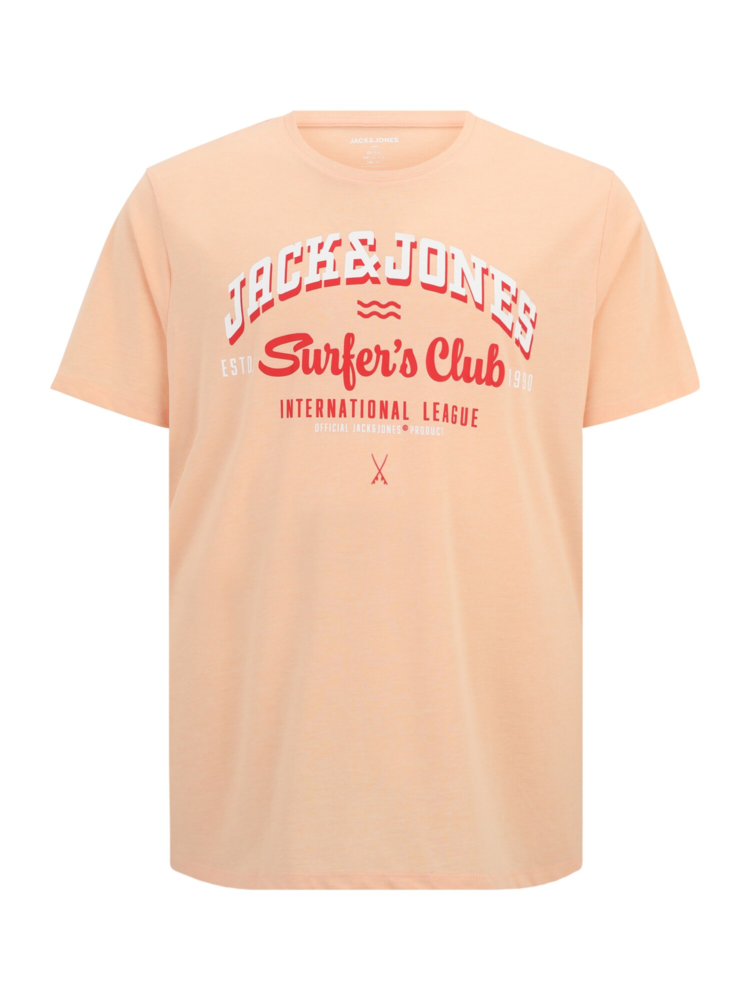 Jack & Jones Plus Tricou  portocaliu piersică / roșu / alb