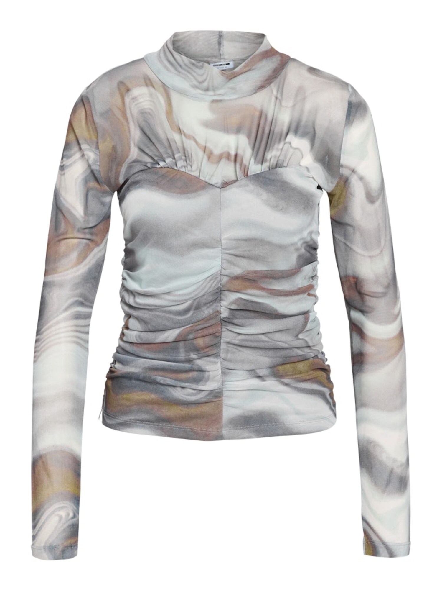 Noisy may Tricou NMJUDITH  maro caramel / galben muștar / gri / gri deschis