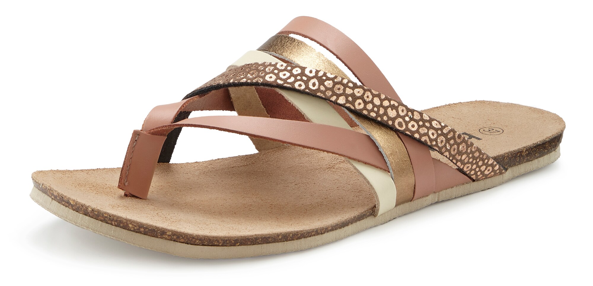 BEACHTIME by LASCANA Flip-flops fildeş / ciocolatiu / auriu / roz pal