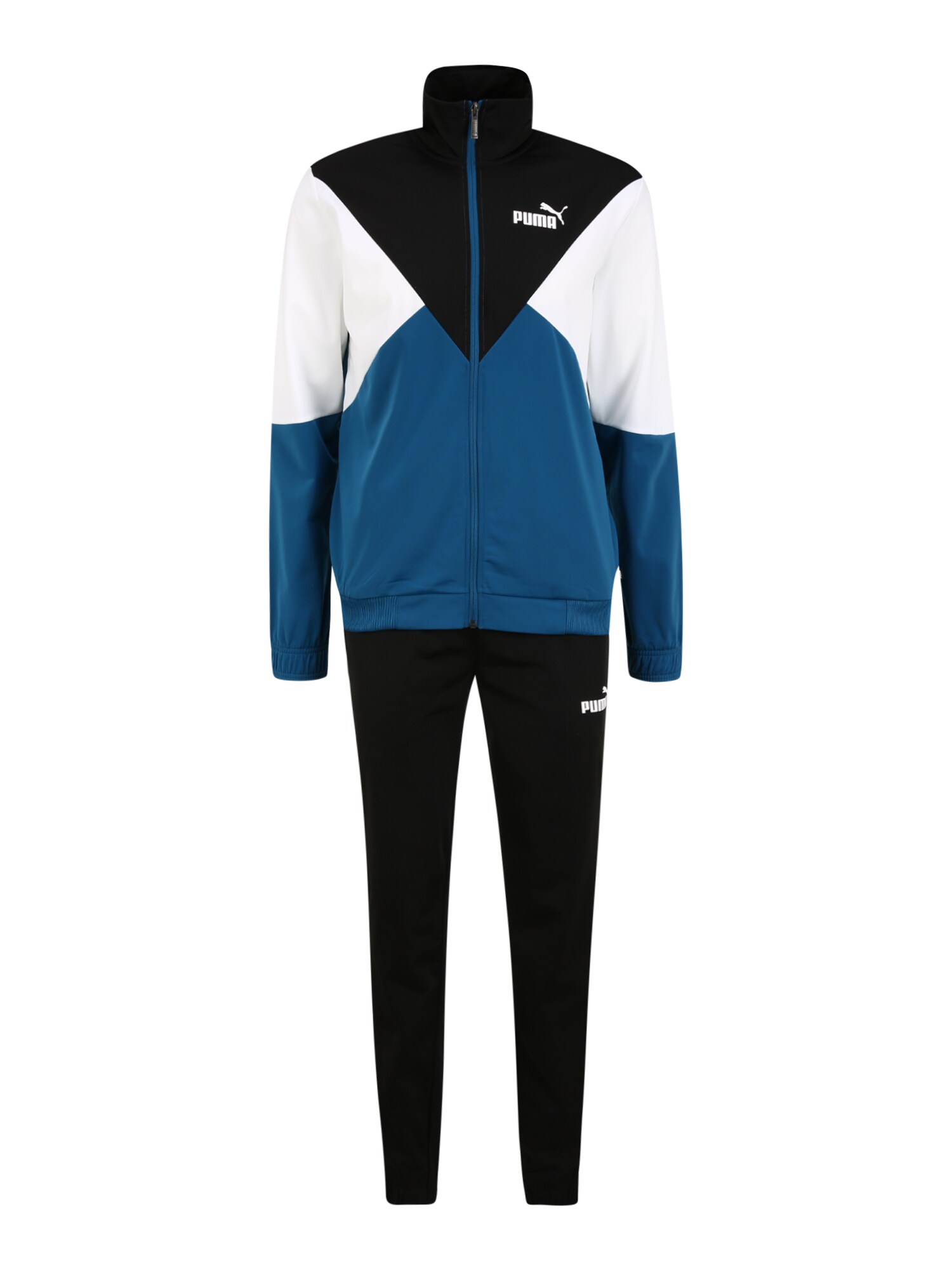 PUMA Treniruočių kostiumas  juoda / balta / dangaus žydra
