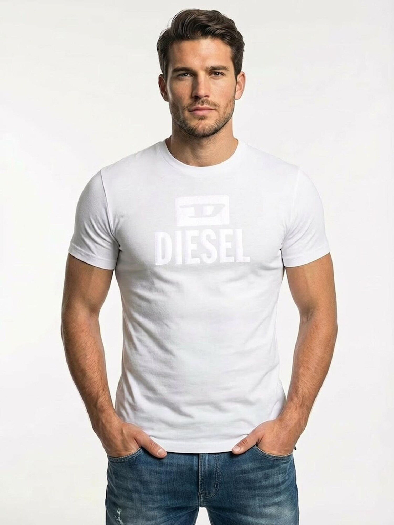 DIESEL Camiseta 'T-Diego Tone On Tone'  blanco – imagen 2