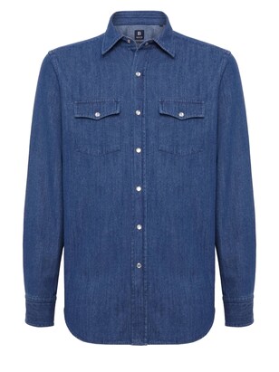 Boggi Milano Overhemd Blauw denim