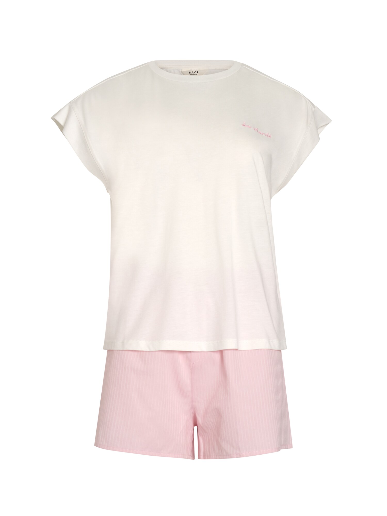 Dagi Pijama de pantalón corto  ecru / rosa