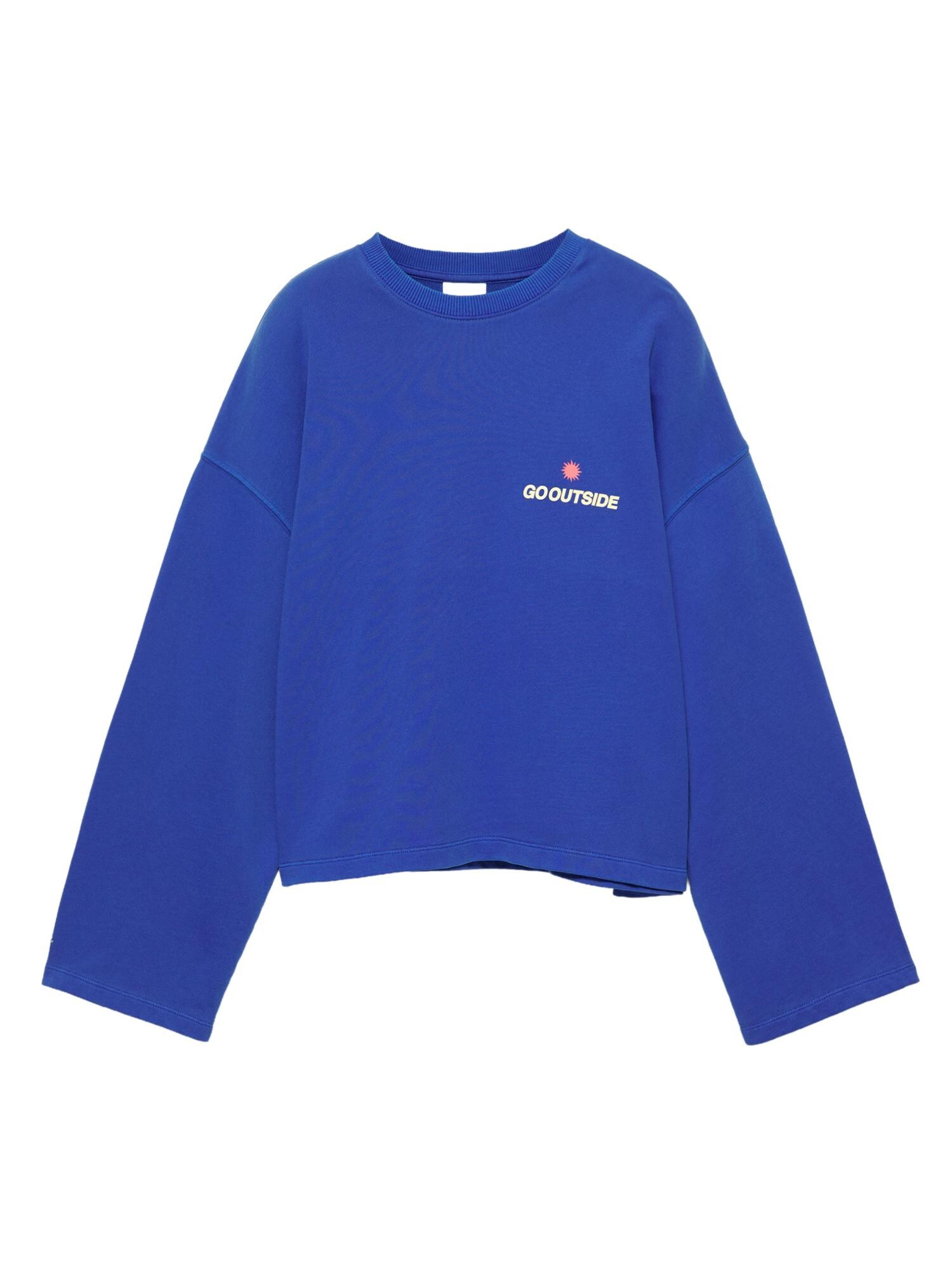 Pull&Bear Mikina 'PACIFIC GO OUTSIDE'  piesková / modrá / oranžová