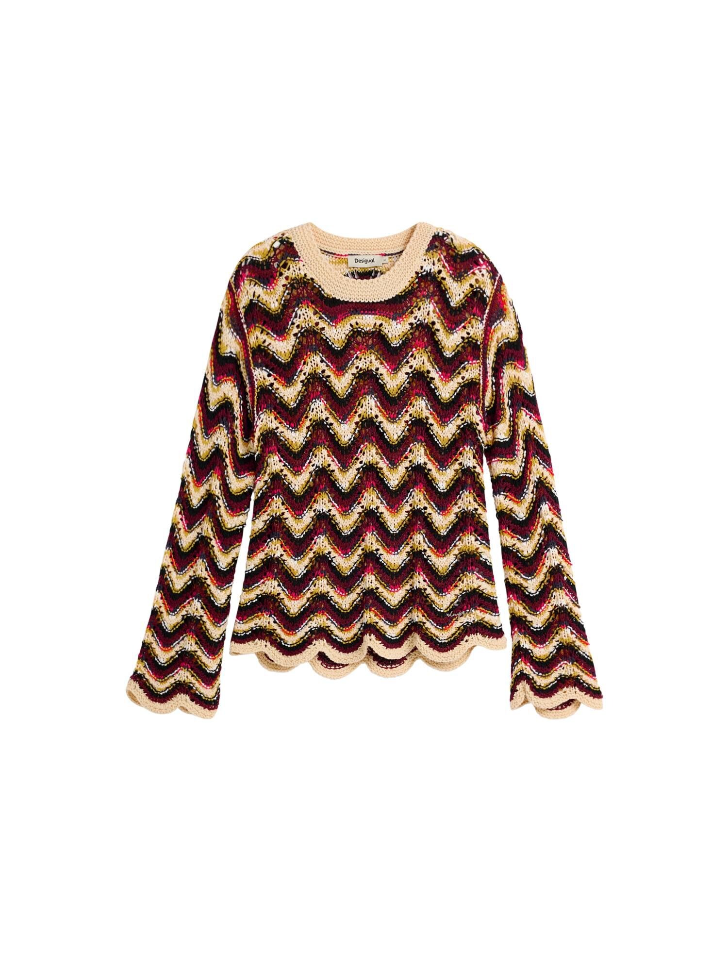 Desigual Jersey  crema / amarillo claro / burdeos / negro