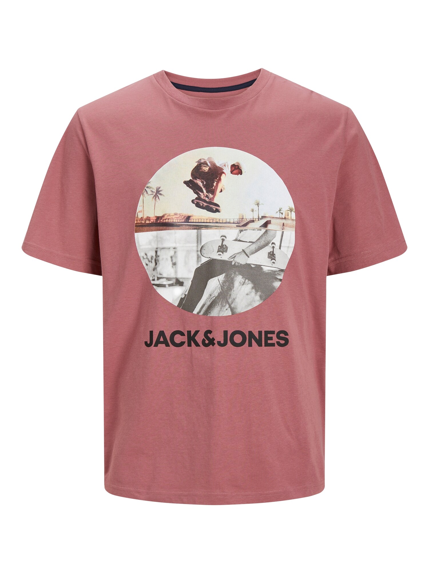 JACK & JONES Tričko 'JJNavin'  sivá / ružová / čierna / biela