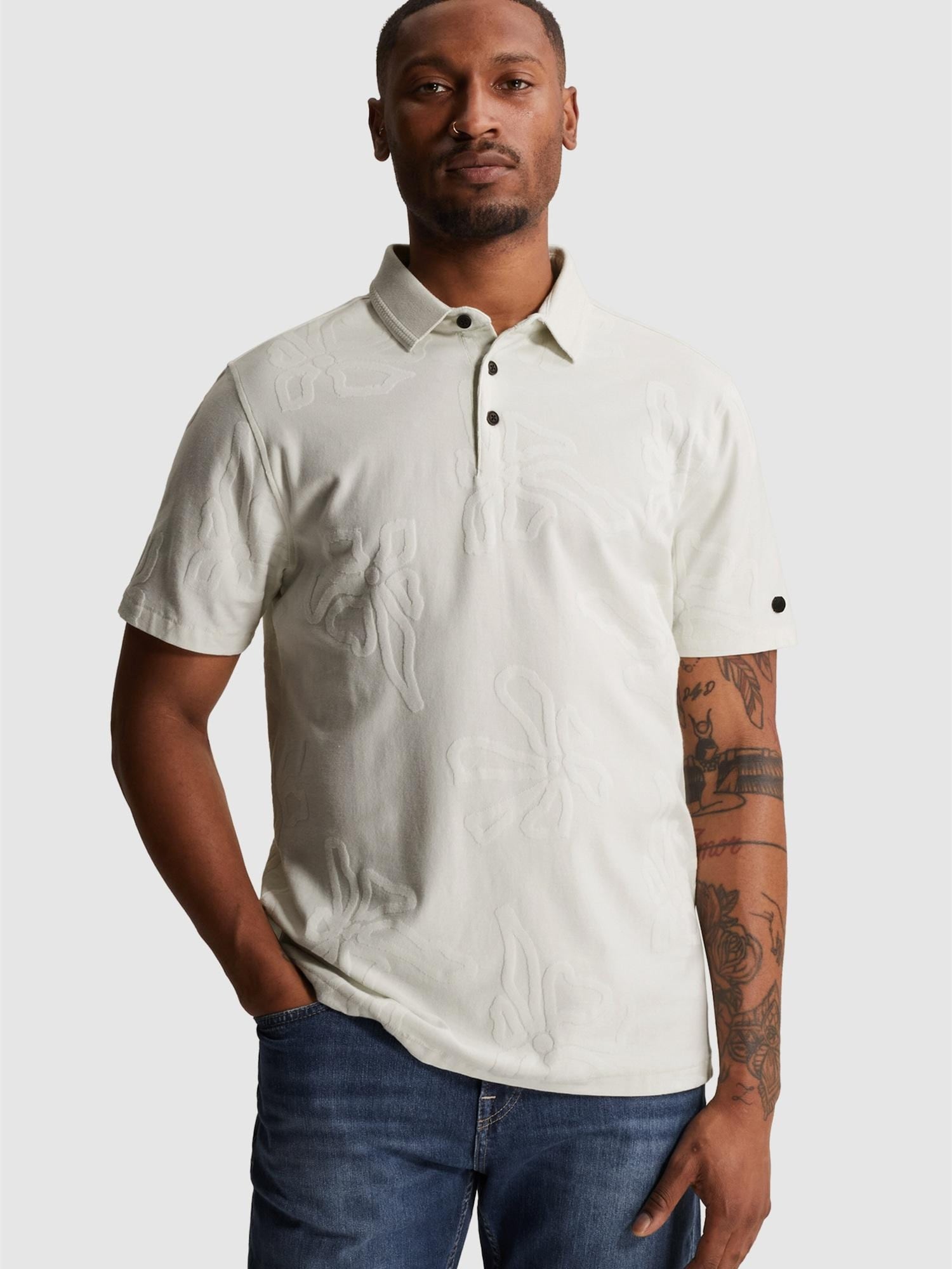 T-shirt 'Polo shirt with allover jacquard pattern'