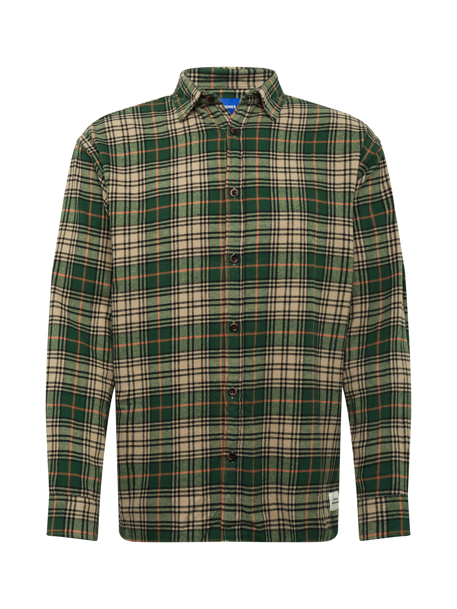 JACK & JONES Dalykiniai marškiniai 'MINISTRY'  žolės žalia / margai žalia / gelsvai pilka spalva / juoda / šviesiai oranžinė