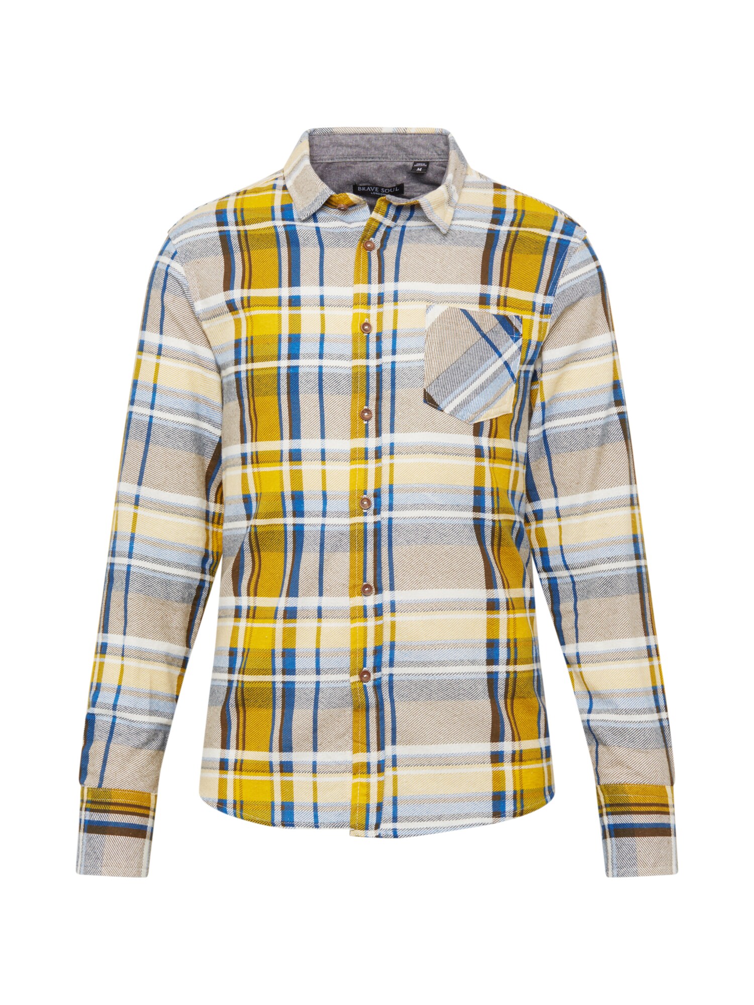 BRAVE SOUL Dalykiniai marškiniai 'Rooker'  mėlyna / raudona / nebalintos drobės spalva / geltona