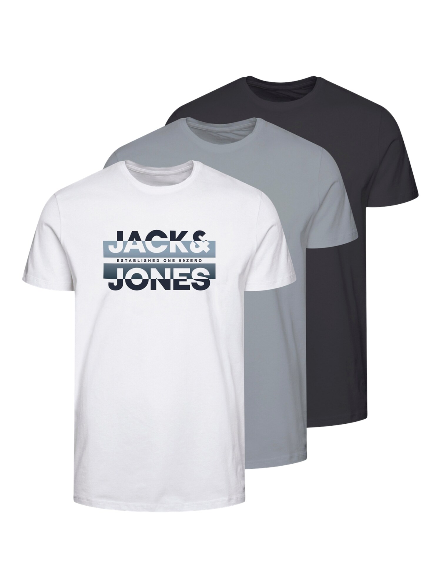 JACK & JONES Tričko 'RAY'  sivá / olivová / čierna / biela