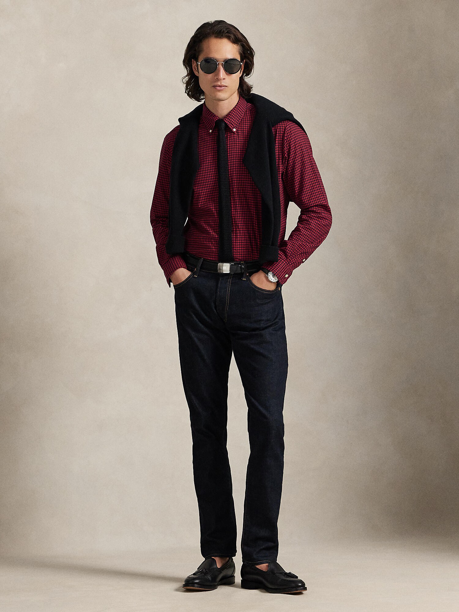 Polo Ralph Lauren Camisa  rojo vino / negro – imagen 4