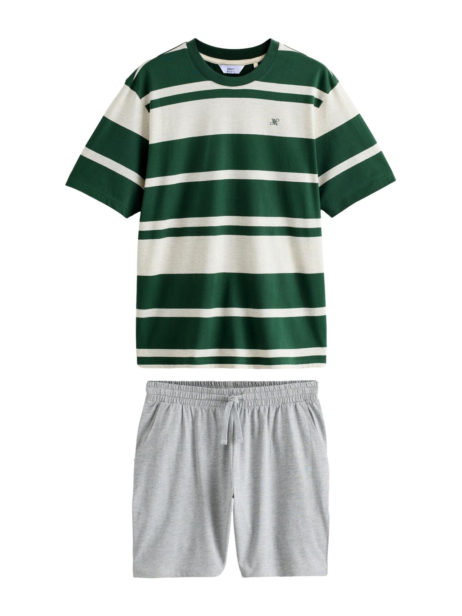 Next Pijama scurtă  gri amestecat / verde închis