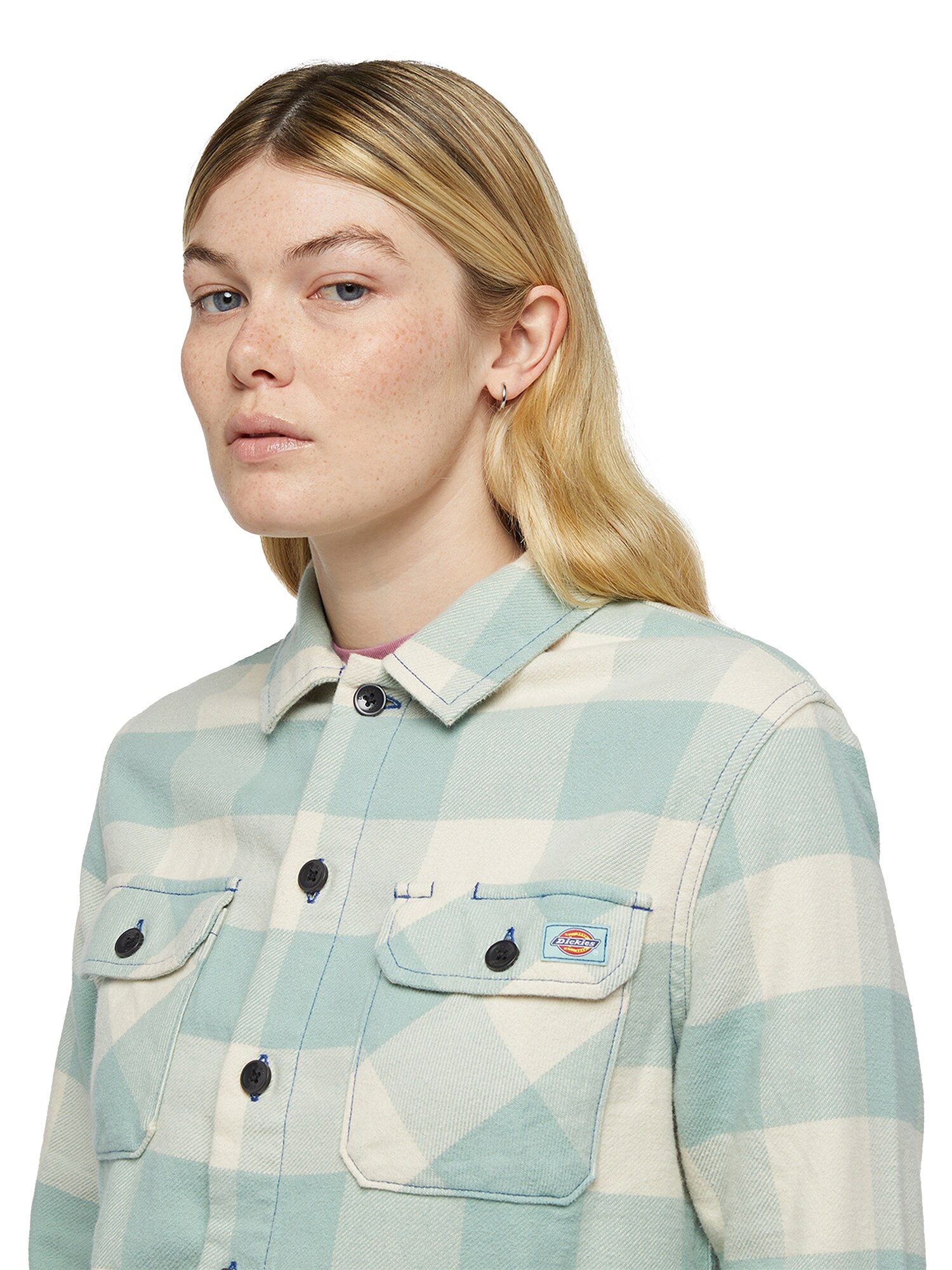 DICKIES Blúzka 'New Sacramento' béžová / svetlomodrá (obrázok 6)