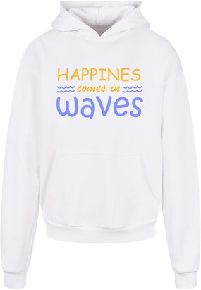 Merchcode Sweatshirt ‘Summer – Happines Comes In Waves’ Blauw / Geel / Wit