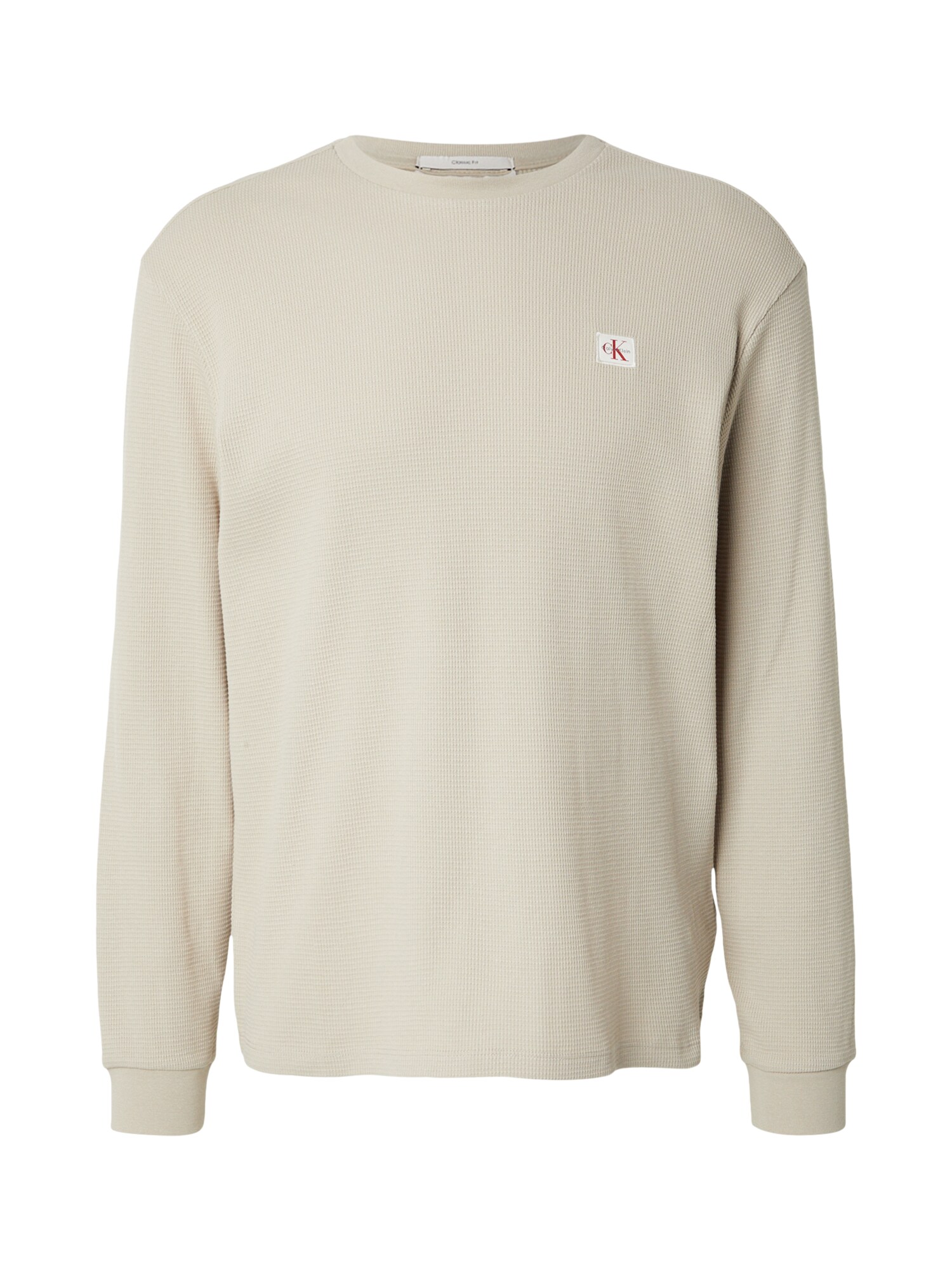 Calvin Klein Jeans Majica 'Long Sleeve Waffle'  taupe siva