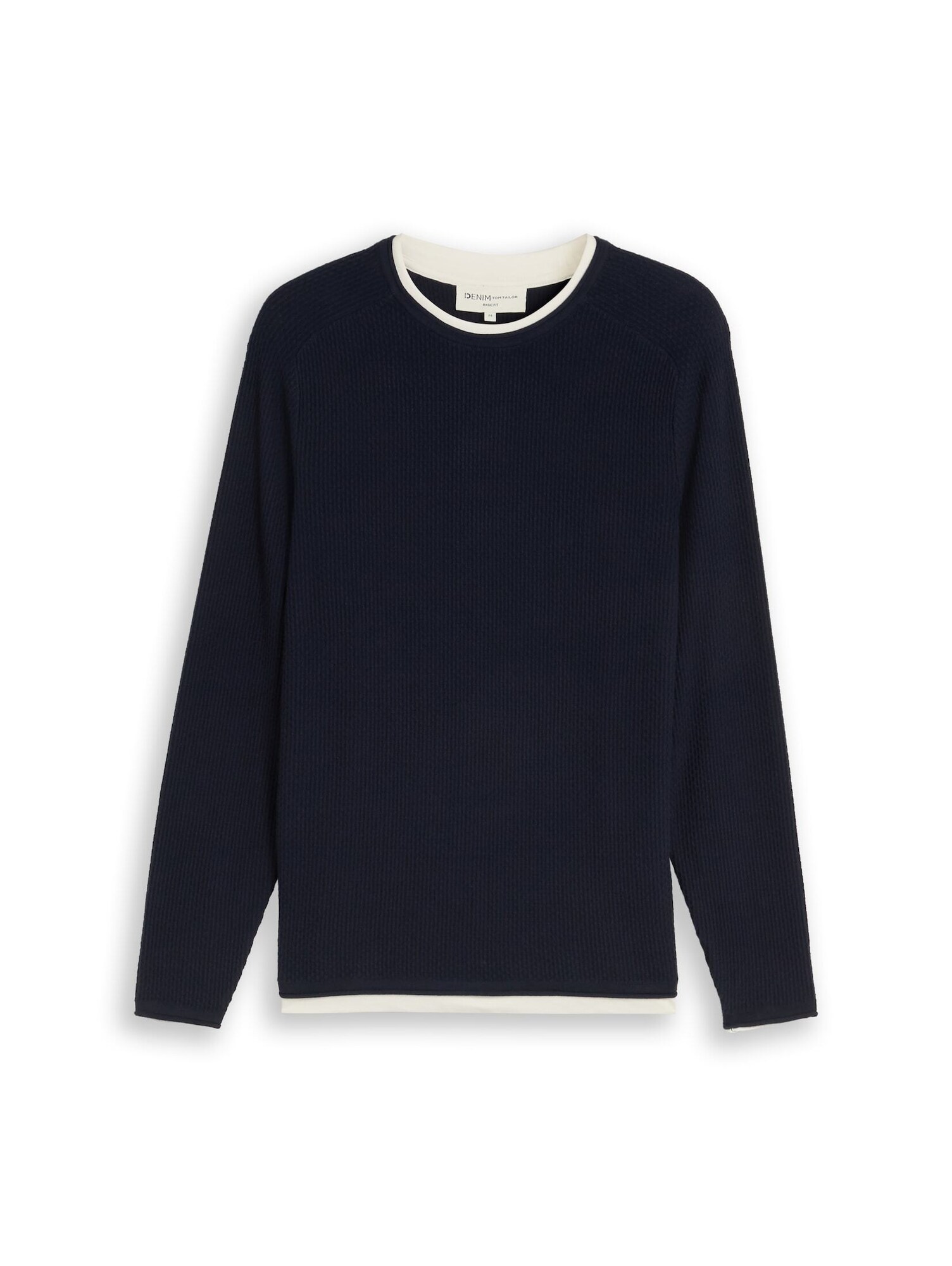 TOM TAILOR DENIM Sveter  námornícka modrá / biela