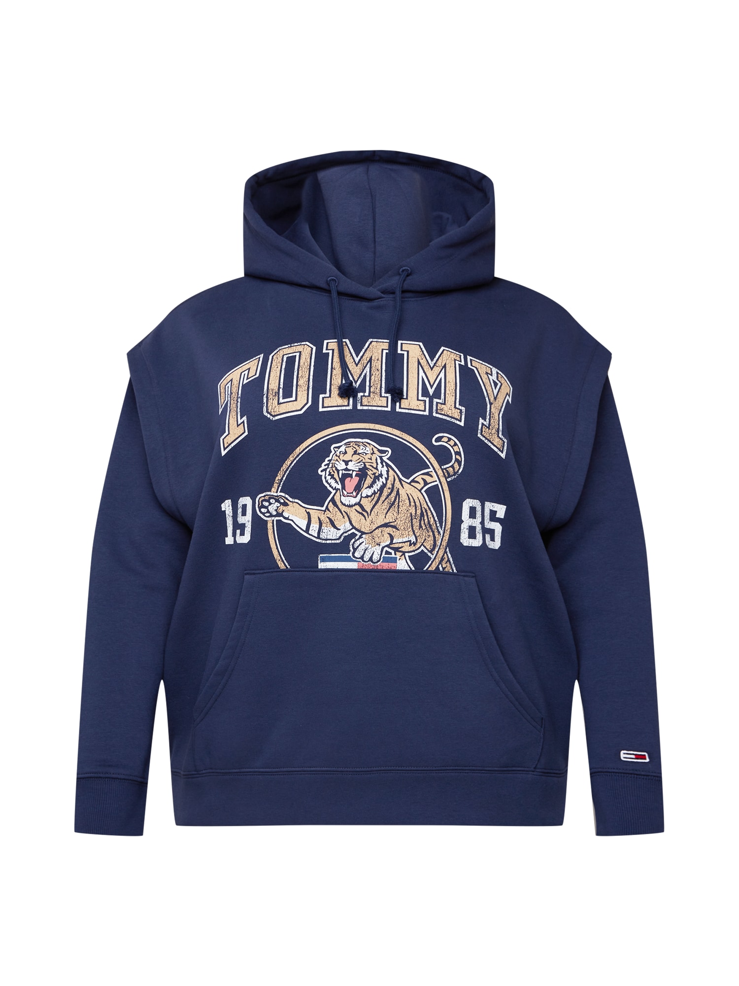 Tommy Jeans Curve Majica 'COLLEGE TIGER'  mornarska / mešane barve