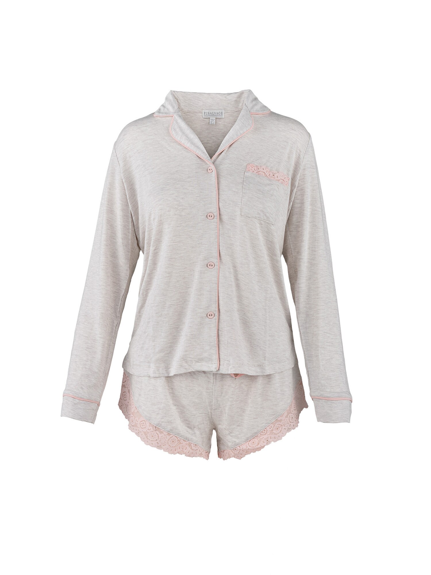 Pj Salvage Pyjama 'Love & Lace' Lichtbeige