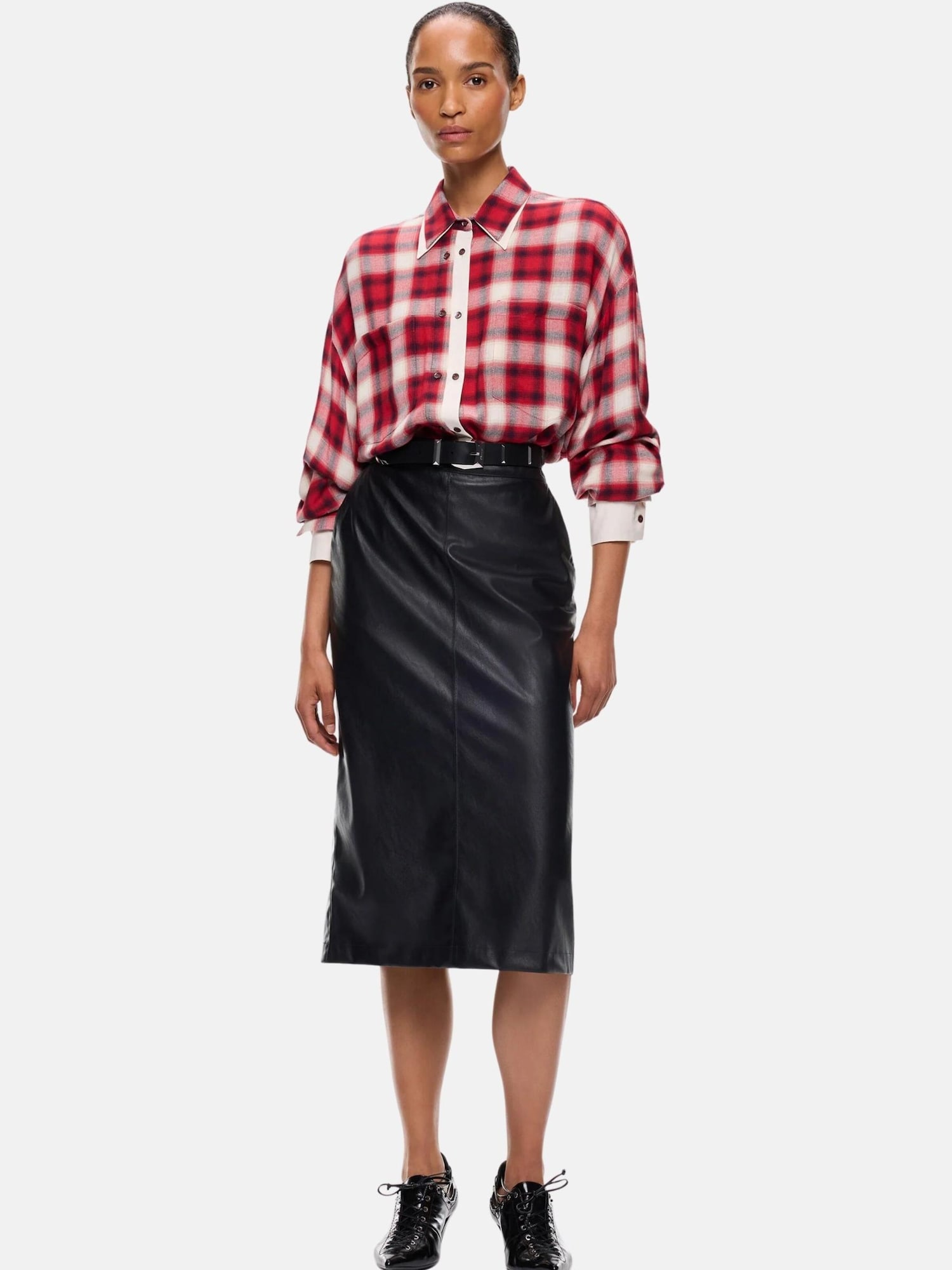 PINKO Falda 'PINKO GERBERA GONNA SPALMATO EFFETTO NAPPA GONNA' negro – imagen 3