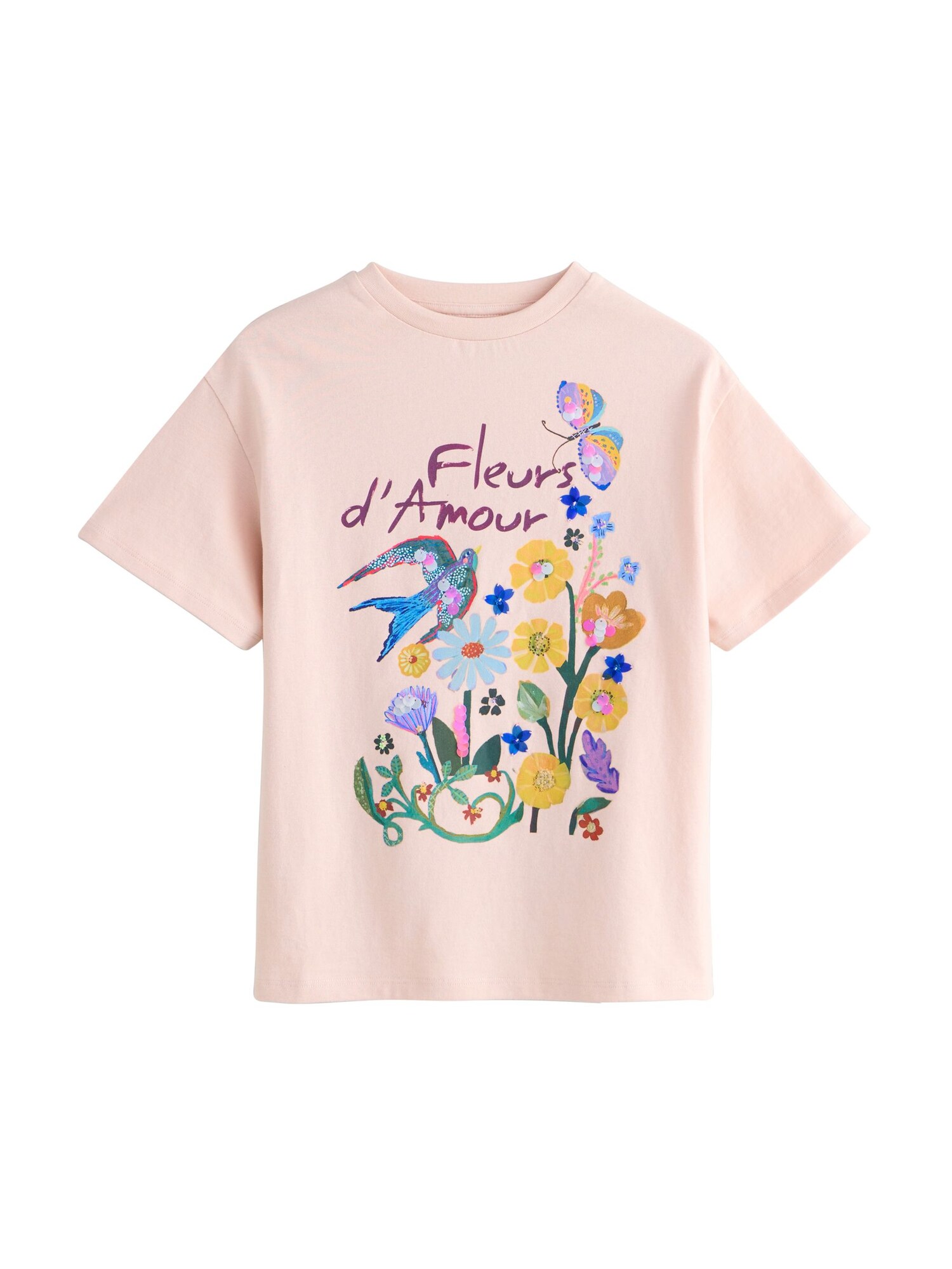 Next Tricou  albastru deschis / galben / verde / roz pastel