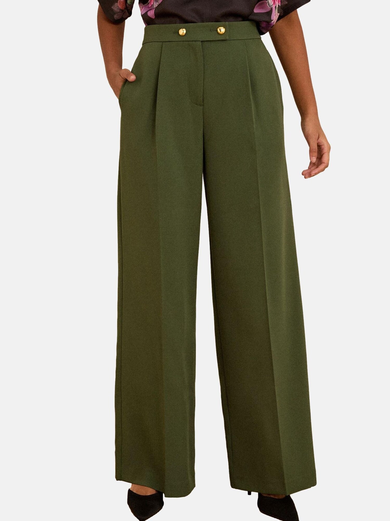 love & roses Pantaloni cu dungă  verde